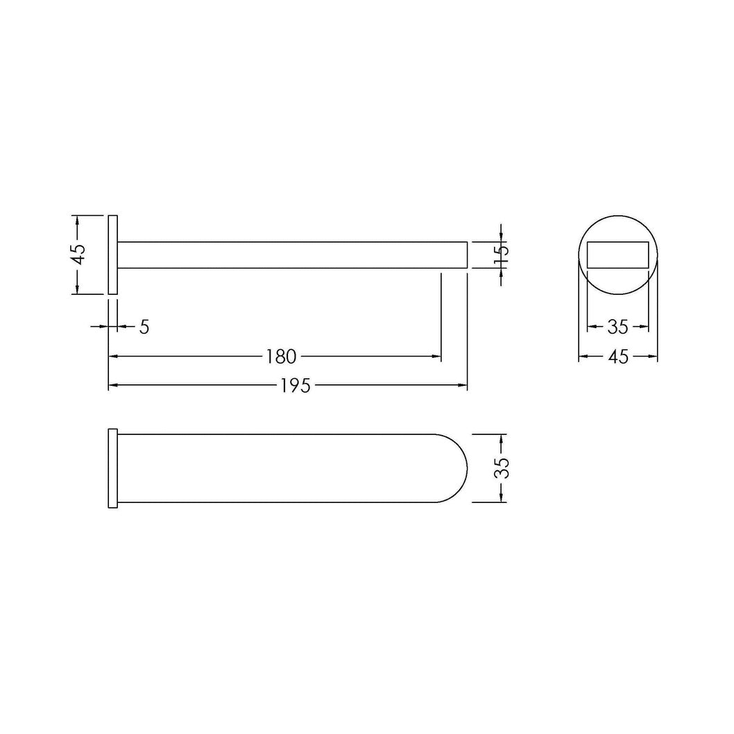 Nuie Binsey Bath Spout Contemporary Chrome Brass 45x45x195mm - JJ Building Materials