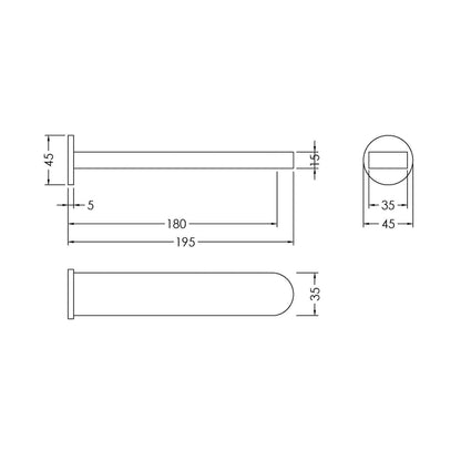 Nuie Binsey Bath Spout Contemporary Chrome Brass 45x45x195mm - JJ Building Materials
