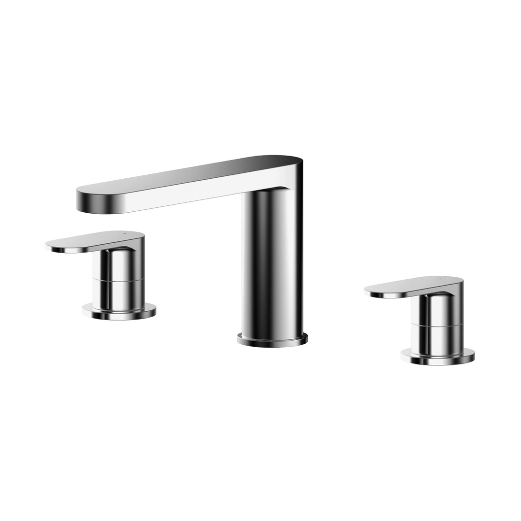 Nuie Binsey Deck Mounted 3 Tap Hole Bath Filler Contemporary Chrome Brass 135x245x217mm - JJ Building Materials