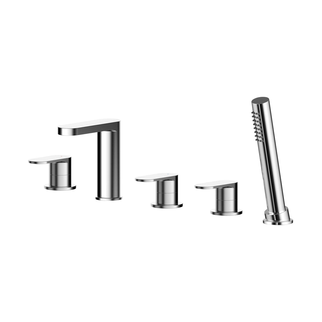 Nuie Binsey Deck Mounted 5 Tap Hole Bath Shower Mixer Contemporary Chrome Brass,brass ABS 135x535x217mm - JJ Building Materials