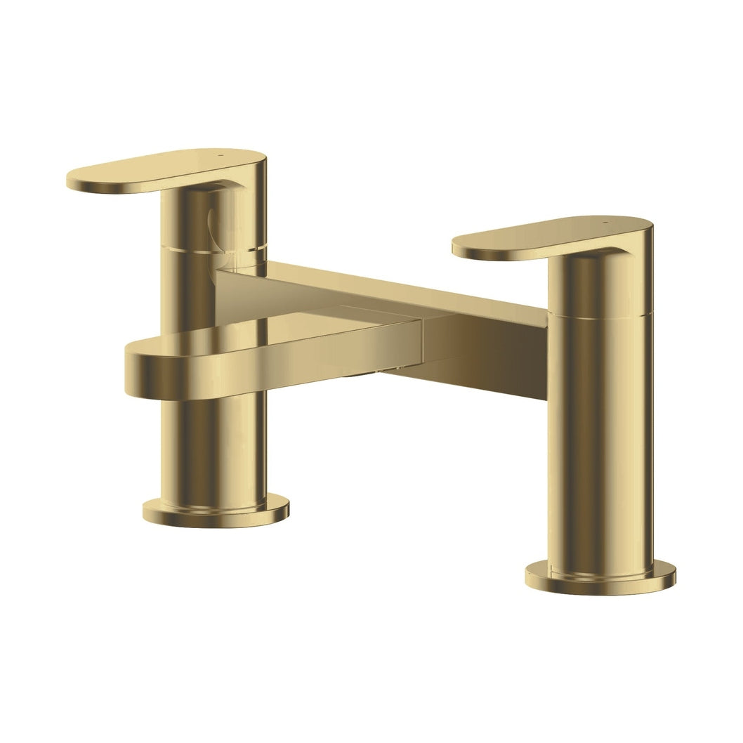 Nuie Binsey Deck Mounted Bath Filler Contemporary Brushed Brass Brass 120x215x142mm - JJ Building Materials