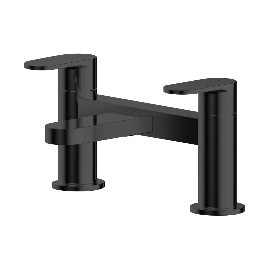 Nuie Binsey Deck Mounted Bath Filler Contemporary Matt Black Brass 120x215x142mm - JJ Building Materials