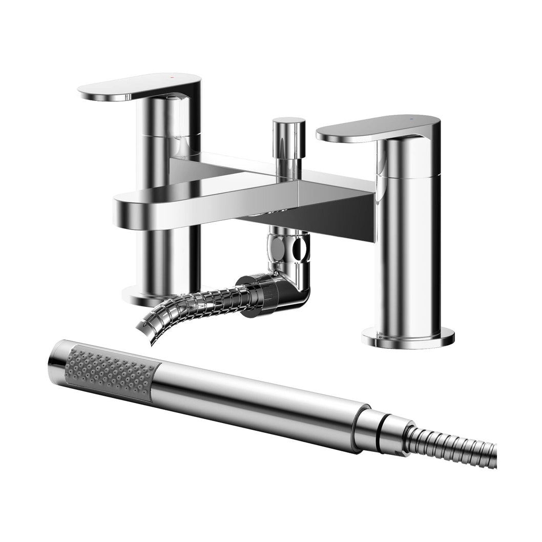 Nuie Binsey Deck Mounted Bath Shower Mixer With Kit Contemporary Chrome Brass,brass ABS 120x215x142mm - JJ Building Materials