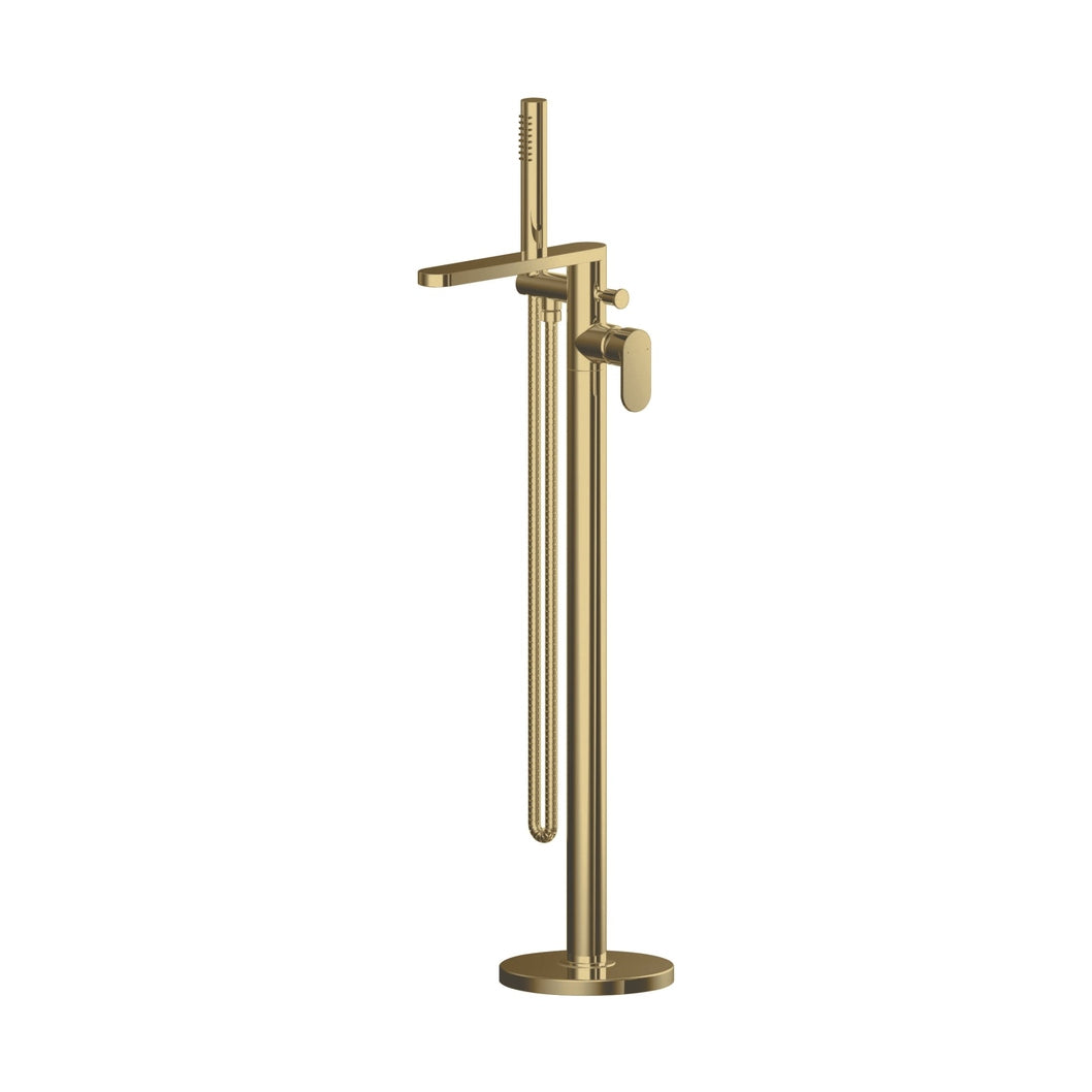 Nuie Binsey Freestanding Bath Shower Mixer With Kit Contemporary Brushed Brass ABS,brass 880x200x360mm - JJ Building Materials