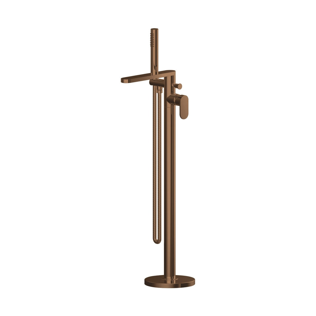 Nuie Binsey Freestanding Bath Shower Mixer With Kit Contemporary Brushed Bronze ABS,brass 880x200x360mm - JJ Building Materials
