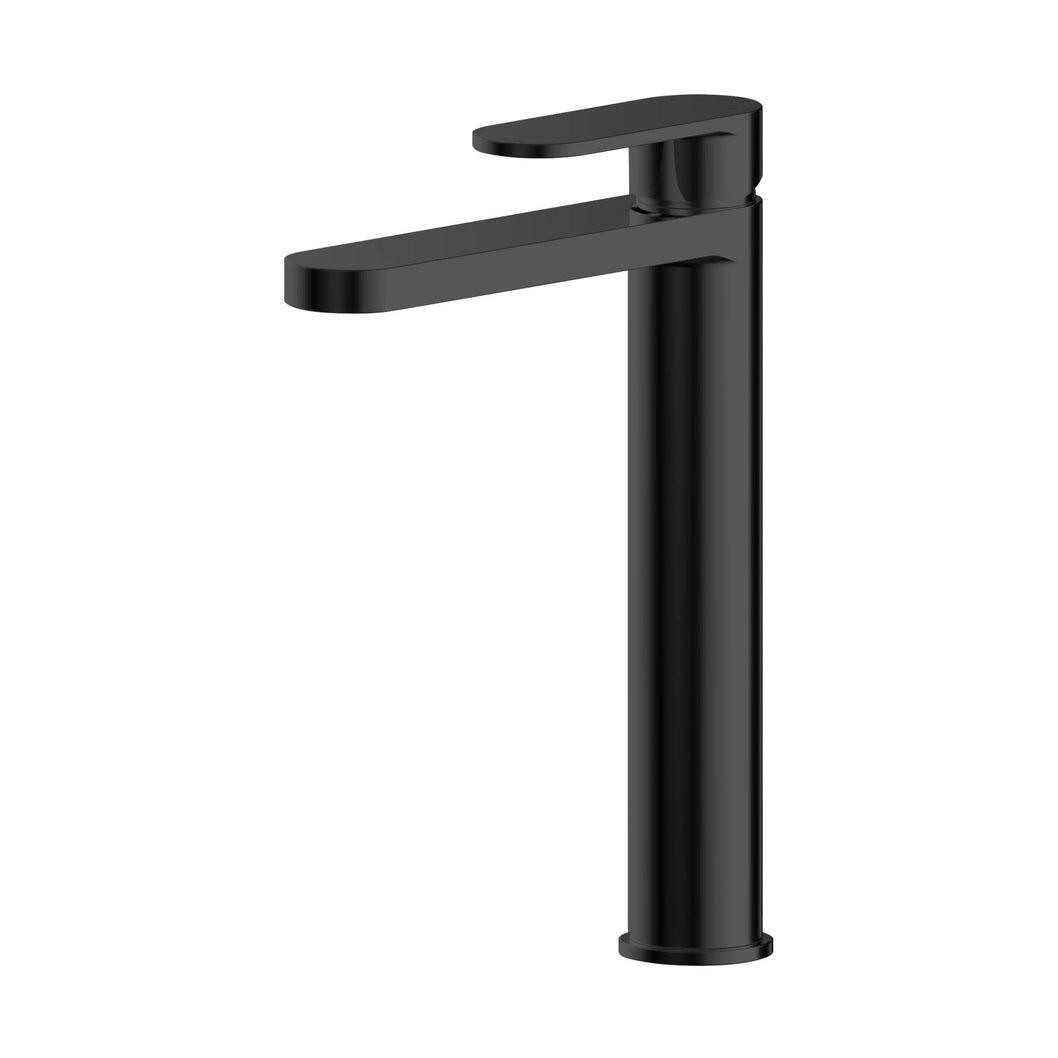 Nuie Binsey High Rise Mono Basin Mixer Contemporary Matt Black Brass 290x52x187mm - JJ Building Materials