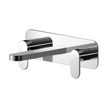 Nuie Binsey Wall Mounted 3 Tap Hole Basin Mixer With Plate Contemporary Chrome Brass 75x280x193mm - JJ Building Materials