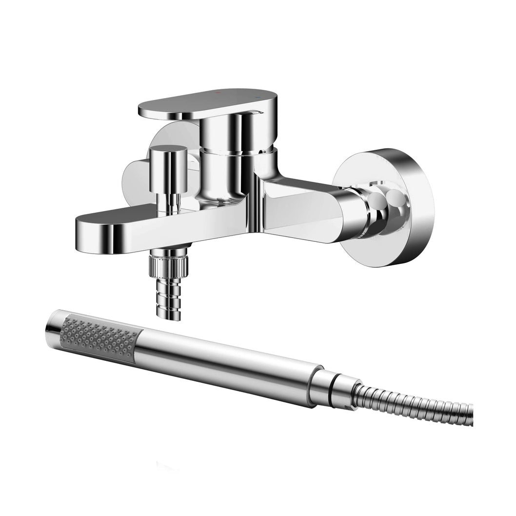 Nuie Binsey Wall Mounted Bath Shower Mixer With Kit Contemporary Chrome Brass ABS,plastic 77x180x147mm - JJ Building Materials