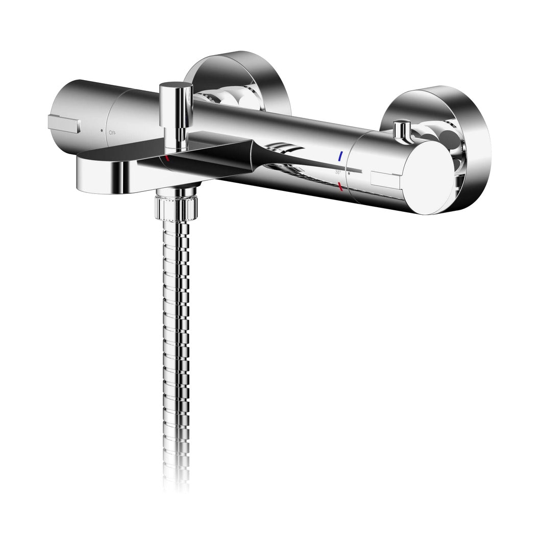 Nuie Binsey Wall Mounted Thermostatic Bath Shower Mixer Contemporary Chrome Brass,brass ABS 50x264x159mm - JJ Building Materials