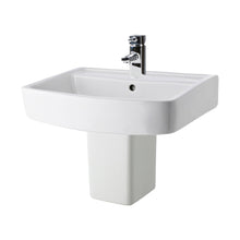 Nuie Bliss 520mm Basin & Semi Pedestal Contemporary White Vitreous China 450x520x420mm - JJ Building Materials