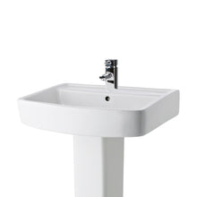 Nuie Bliss 600mm Basin & Pedestal Contemporary White Vitreous China 820x600x450mm - JJ Building Materials