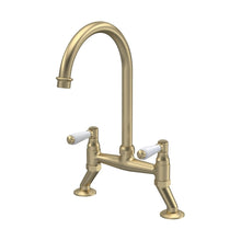 Nuie Bridge Sink Mixer Lever Traditional Brushed Brass Brass 510x235x200mm - JJ Building Materials