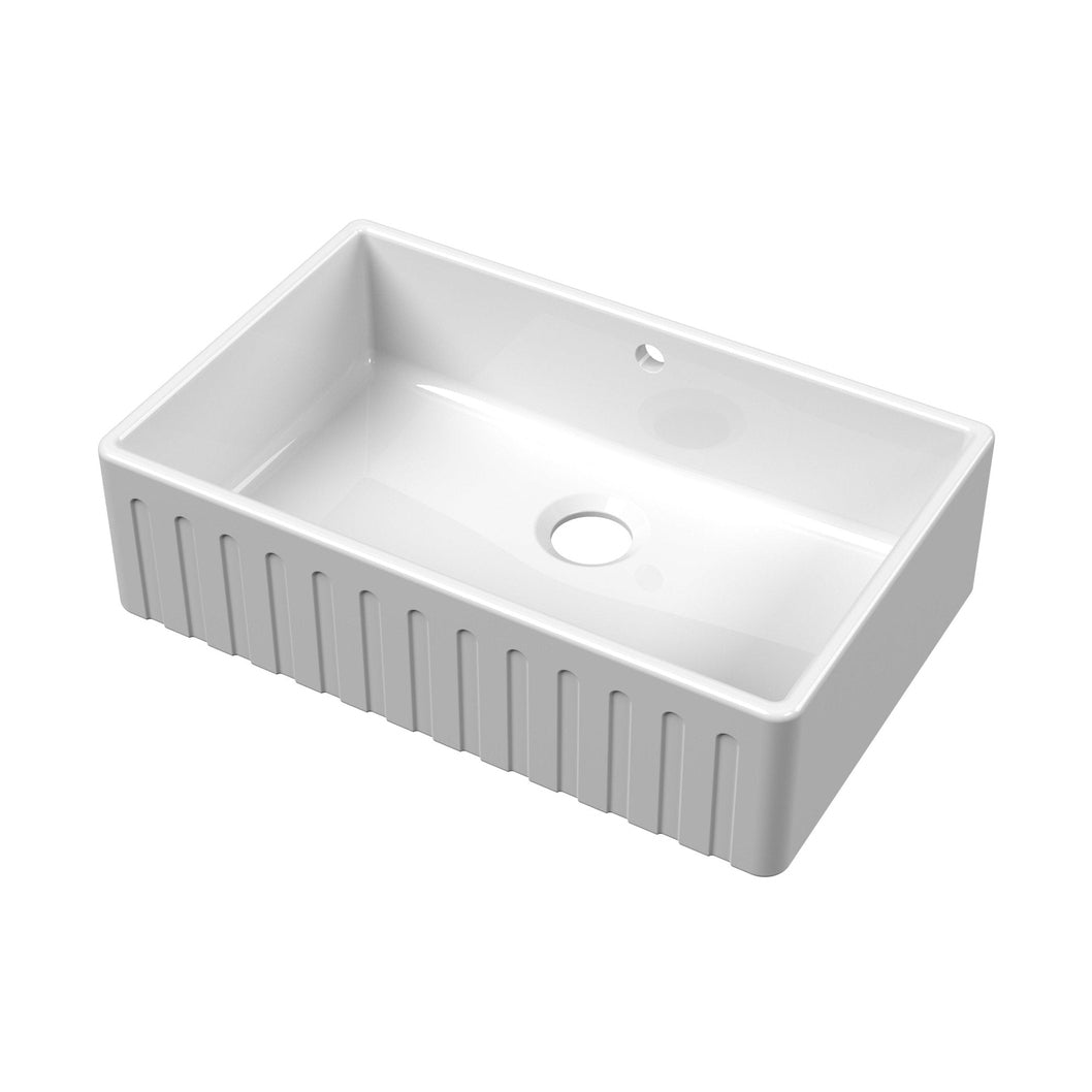 Nuie Butler Sink Deco With Overflow 795x500x220 Traditional White Fireclay 220x795x500mm - JJ Building Materials