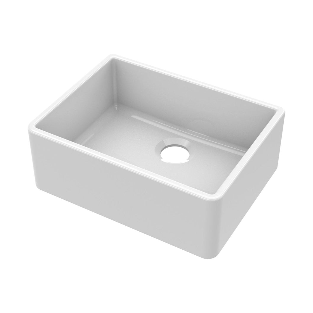 Nuie Butler Sink With Central Waste 595x450x220 Traditional White Fireclay 220x595x450mm - JJ Building Materials