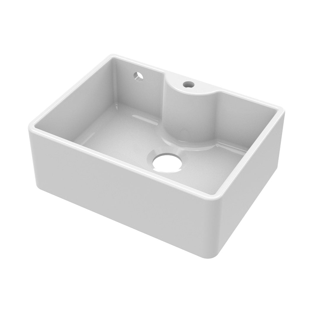 Nuie Butler Sink With Central Waste, Overflow And Tap Hole 595x450x220 Traditional White Fireclay 220x595x450mm - JJ Building Materials