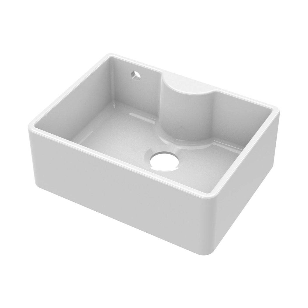 Nuie Butler Sink With Central Waste, Overflow And Tap Ledge 595x450x220 Traditional White Fireclay 220x595x450mm - JJ Building Materials