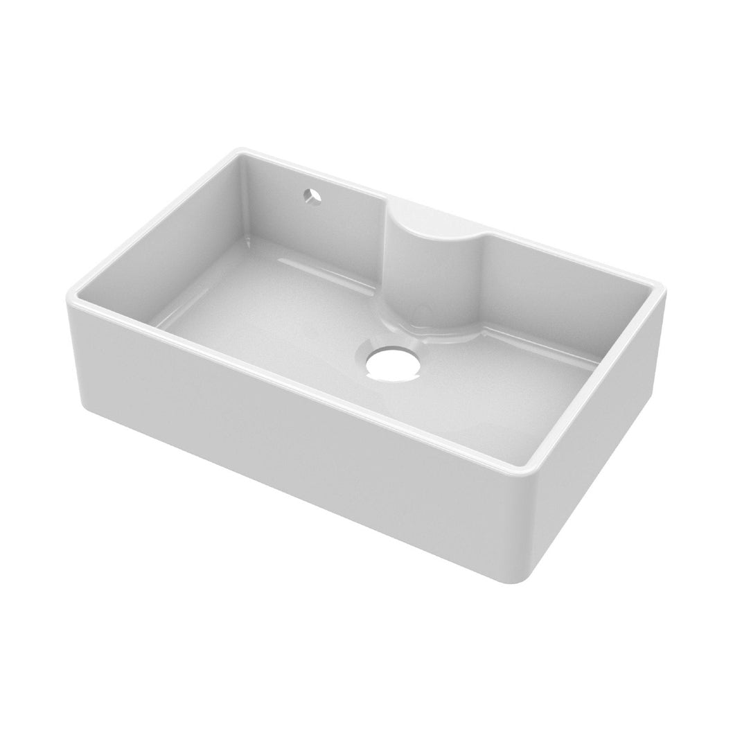 Nuie Butler Sink With Central Waste, Overflow And Tap Ledge 795x500x220 Traditional White Fireclay 220x795x500mm - JJ Building Materials