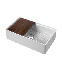 Nuie Butler Sink With Ledge, Grid & Chopping Board 795 X 460 X 220mm Traditional White Fireclay 220x795x460mm - JJ Building Materials