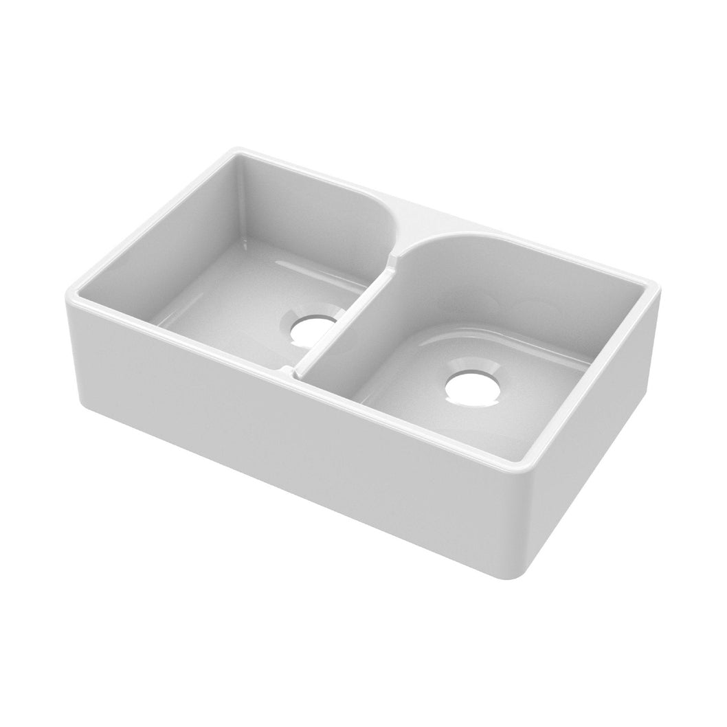 Nuie Butler Sink With Stepped Weir 795x500x220 Traditional White Fireclay 220x795x500mm - JJ Building Materials