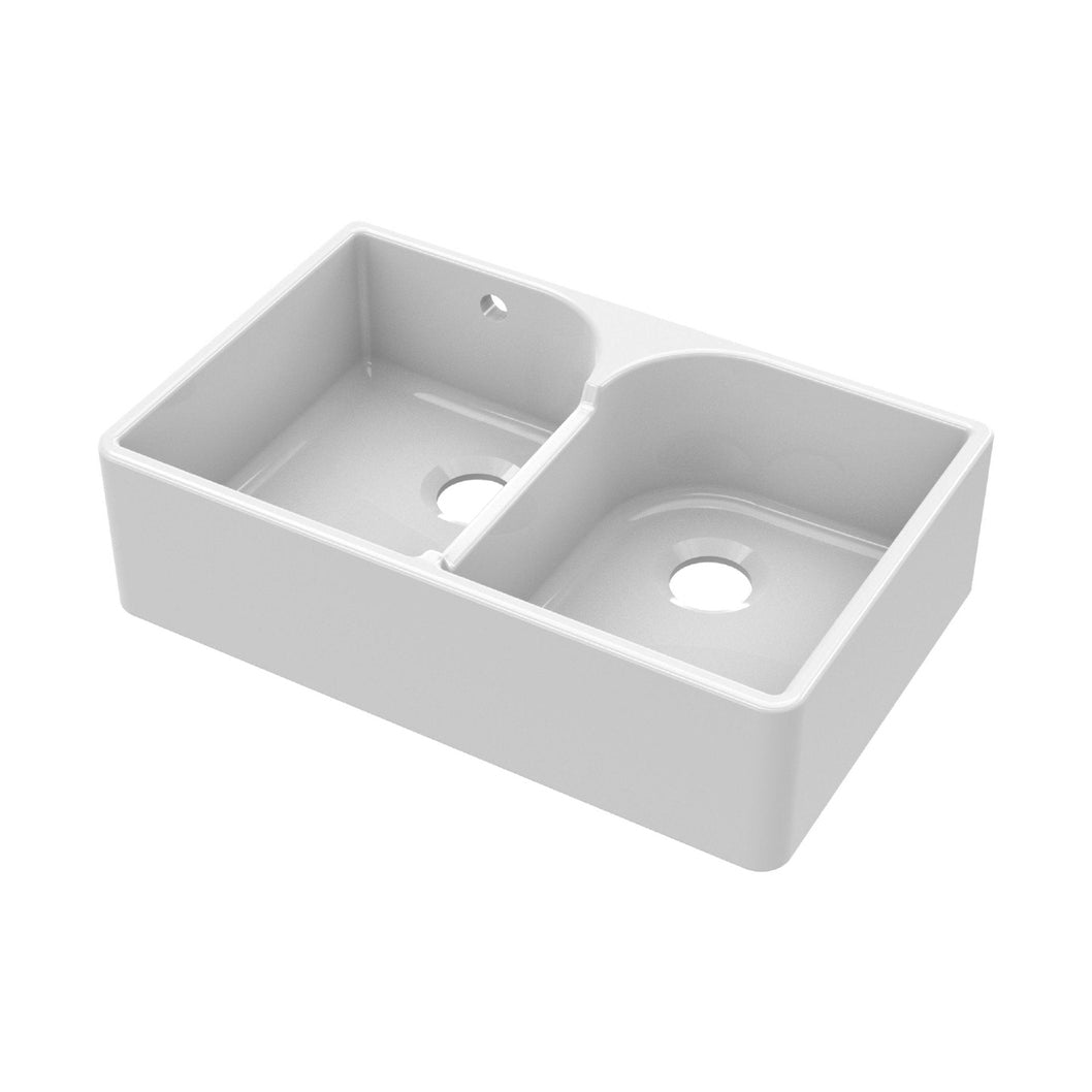 Nuie Butler Sink With Stepped Weir And Overflow 795x500x220 Traditional White Fireclay 220x795x500mm - JJ Building Materials