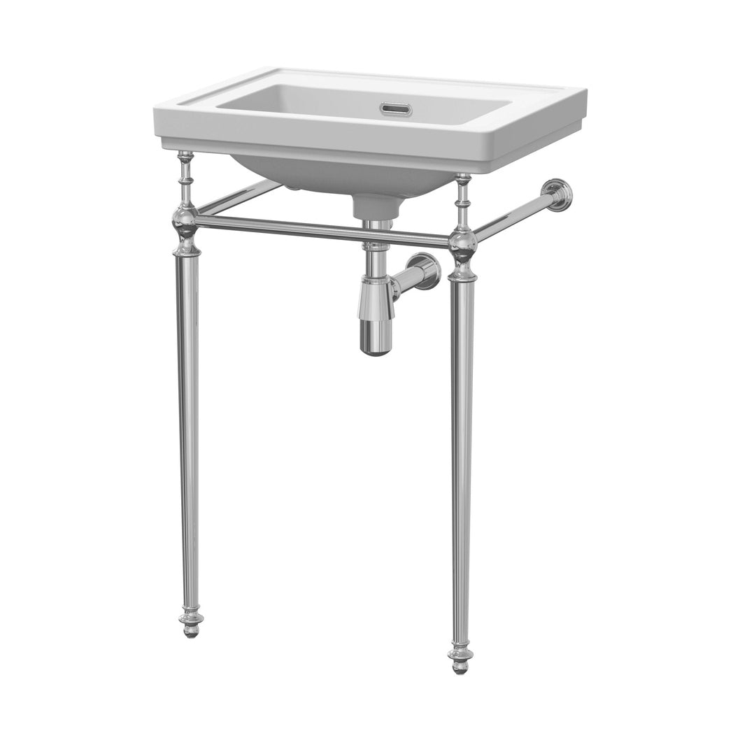 Nuie Carlton 500mm 0th Basin With Traditional Stand White Vitreous China 816x531x442mm - JJ Building Materials