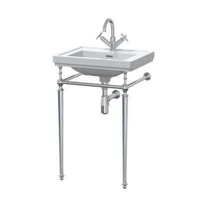 Nuie Carlton 500mm 1th Basin With Traditional Stand White Vitreous China 816x531x442mm - JJ Building Materials