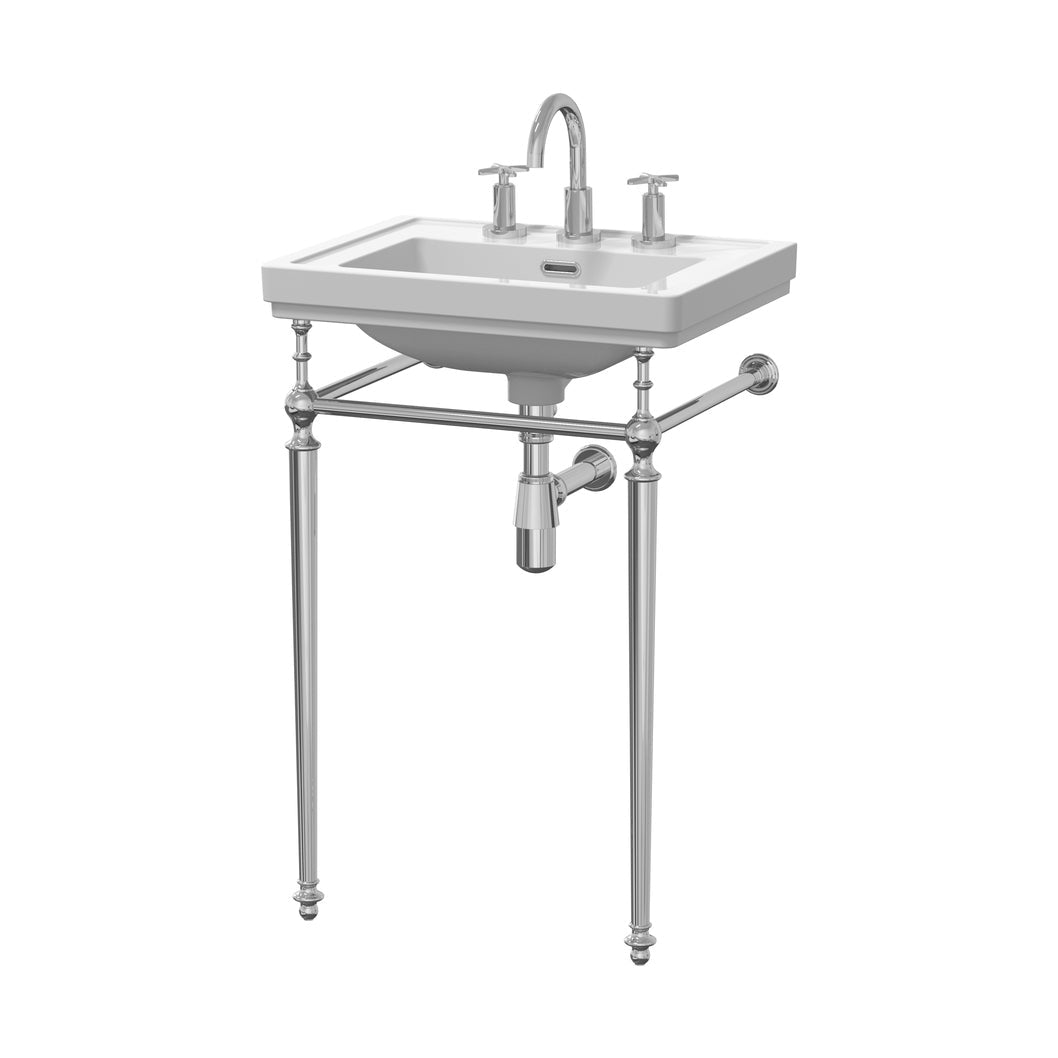 Nuie Carlton 500mm 3th Basin With Traditional Stand White Vitreous China 816x531x442mm - JJ Building Materials