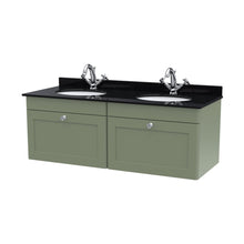Nuie Classique 1200mm Wall Hung 2 Drawer Vanity & Marble Top Traditional Satin Green MFC Painted Matt 445x1220x463mm - CLC894BR2 - JJ Building Materials
