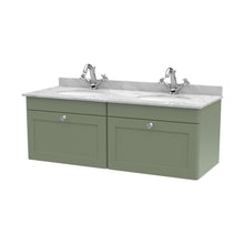 Nuie Classique 1200mm Wall Hung 2 Drawer Vanity & Marble Top Traditional Satin Green MFC Painted Matt 445x1220x463mm - CLC894GR2 - JJ Building Materials