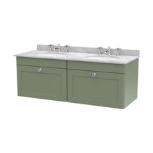 Nuie Classique 1200mm Wall Hung 2 Drawer Vanity & Marble Top Traditional Satin Green MFC Painted Matt 445x1220x463mm - CLC894GR6 - JJ Building Materials