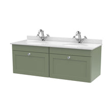 Nuie Classique 1200mm Wall Hung 2 Drawer Vanity & Marble Top Traditional Satin Green MFC Painted Matt 445x1220x463mm - CLC894WR2 - JJ Building Materials