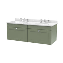 Nuie Classique 1200mm Wall Hung 2 Drawer Vanity & Marble Top Traditional Satin Green MFC Painted Matt 445x1220x463mm - CLC894WR6 - JJ Building Materials