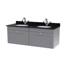 Nuie Classique 1200mm Wall Hung 2 Drawer Vanity & Marble Top Traditional Satin Grey MFC Painted Matt 445x1220x463mm - CLC294BR2 - JJ Building Materials