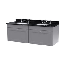 Nuie Classique 1200mm Wall Hung 2 Drawer Vanity & Marble Top Traditional Satin Grey MFC Painted Matt 445x1220x463mm - CLC294BR6 - JJ Building Materials