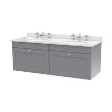Nuie Classique 1200mm Wall Hung 2 Drawer Vanity & Marble Top Traditional Satin Grey MFC Painted Matt 445x1220x463mm - CLC294WR6 - JJ Building Materials