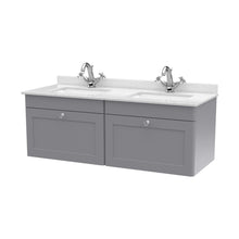 Nuie Classique 1200mm Wall Hung 2 Drawer Vanity & Marble Top Traditional Satin Grey MFC Painted Matt 445x1220x463mm - CLC294WS2 - JJ Building Materials
