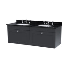 Nuie Classique 1200mm Wall Hung 2 Drawer Vanity & Marble Top Traditional Soft Black MFC Painted Matt 445x1220x463mm - CLC1494BR6 - JJ Building Materials
