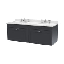 Nuie Classique 1200mm Wall Hung 2 Drawer Vanity & Marble Top Traditional Soft Black MFC Painted Matt 445x1220x463mm - CLC1494WR6 - JJ Building Materials