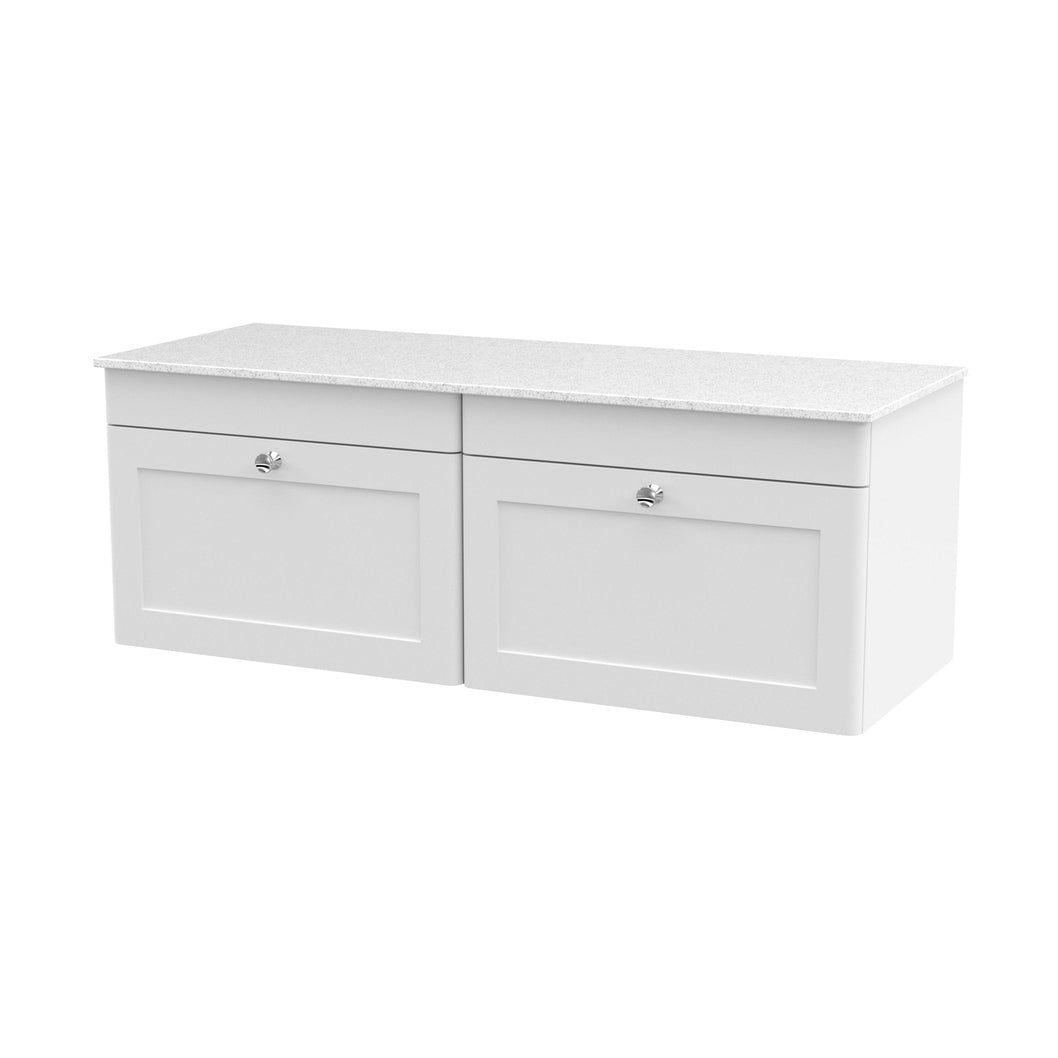 Nuie Classique 1200mm Wall Hung 2-drawer Vanity With Marble Top Traditional Satin White Natural Marble 449x1210x460mm - CLC194WMT2 - JJ Building Materials