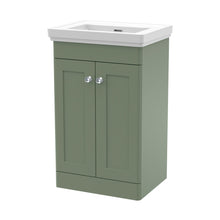 Nuie Classique 500mm Floor Standing 2 Door Vanity & Basin 0th Traditional Satin Green MFC Painted Matt 820x531x406mm - JJ Building Materials