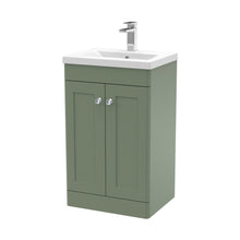 Nuie Classique 500mm Floor Standing 2 Door Vanity & Basin 1 Traditional Satin Green MFC Painted Matt 840x510x390mm - JJ Building Materials