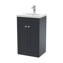 Nuie Classique 500mm Floor Standing 2 Door Vanity & Basin 1 Traditional Soft Black MFC Painted Matt 840x510x390mm - JJ Building Materials