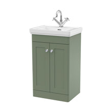 Nuie Classique 500mm Floor Standing 2-door Vanity & Basin 1th Traditional Satin Green MFC Painted Matt 865x531x406mm - JJ Building Materials