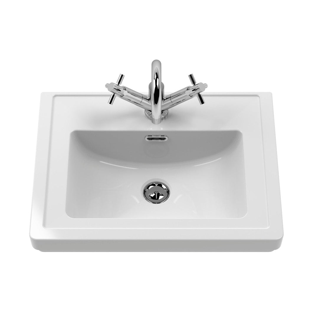 Nuie Classique 500mm Floor Standing 2-door Vanity & Basin 1th Traditional Satin White MFC Painted Matt 865x531x406mm - JJ Building Materials