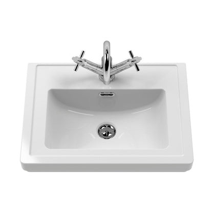 Nuie Classique 500mm Floor Standing 2-door Vanity & Basin 1th Traditional Satin White MFC Painted Matt 865x531x406mm - JJ Building Materials