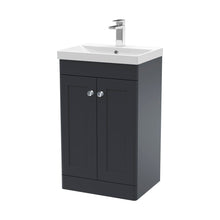 Nuie Classique 500mm Floor Standing 2 Door Vanity & Basin 3 Traditional Soft Black MFC Painted Matt 850x510x395mm - JJ Building Materials
