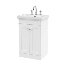 Nuie Classique 500mm Floor Standing 2-door Vanity & Basin 3th Traditional Satin White MFC Painted Matt 865x531x406mm - JJ Building Materials