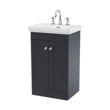 Nuie Classique 500mm Floor Standing 2-door Vanity & Basin 3th Traditional Soft Black MFC Painted Matt 865x531x406mm - JJ Building Materials