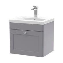 Nuie Classique 500mm Wall Hung 1 Drawer Vanity & Basin 1 Traditional Satin Grey MFC Painted Matt 471x510x390mm - JJ Building Materials