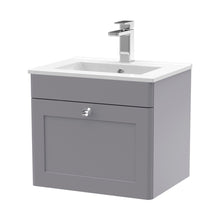 Nuie Classique 500mm Wall Hung 1 Drawer Vanity & Basin 2 Traditional Satin Grey MFC Painted Matt 449x500x390mm - JJ Building Materials
